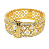 18 KGP Clear Florentine Cuff with Perimeter Stones