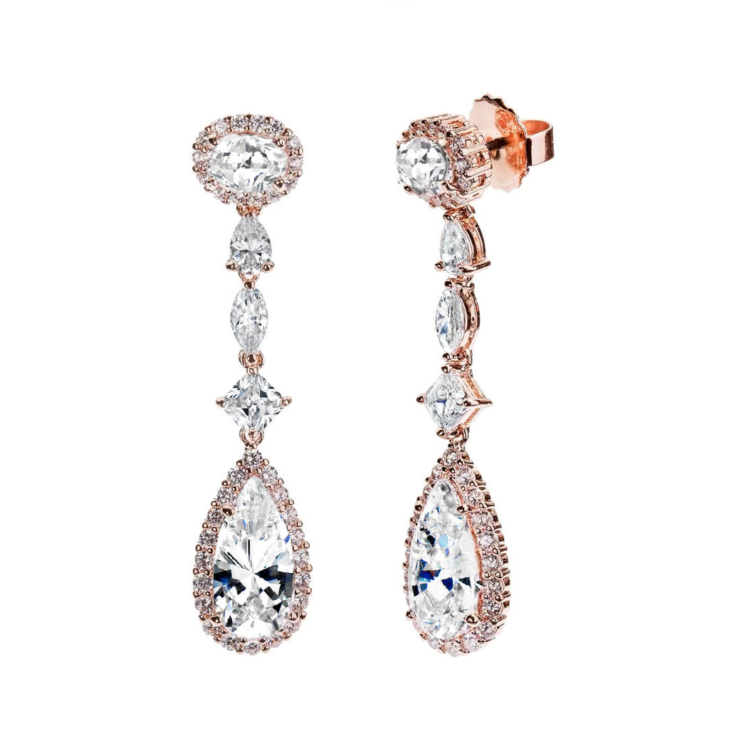 18 KGP Rose Gold Clear Regal Teardrops
