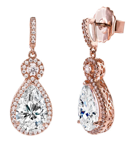 18 KGP Rose Gold Morganite Hued Regal Teardrops