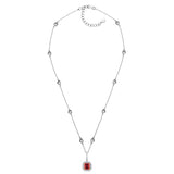 Sterling Garnet Hued Asscher Cut Pendant on 18