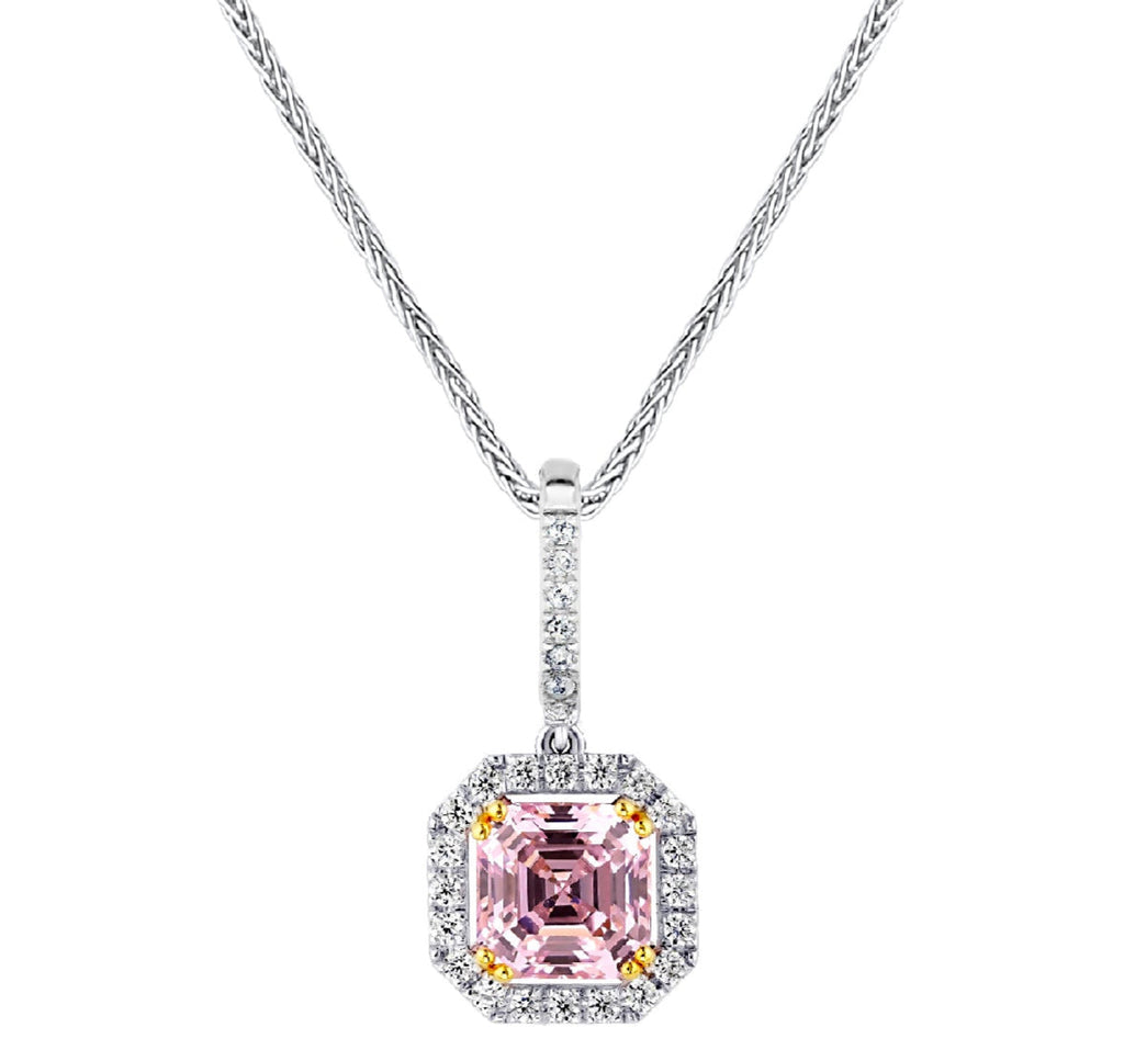 Sterling Fancy Light Pink Asscher Cut Pendant on 18