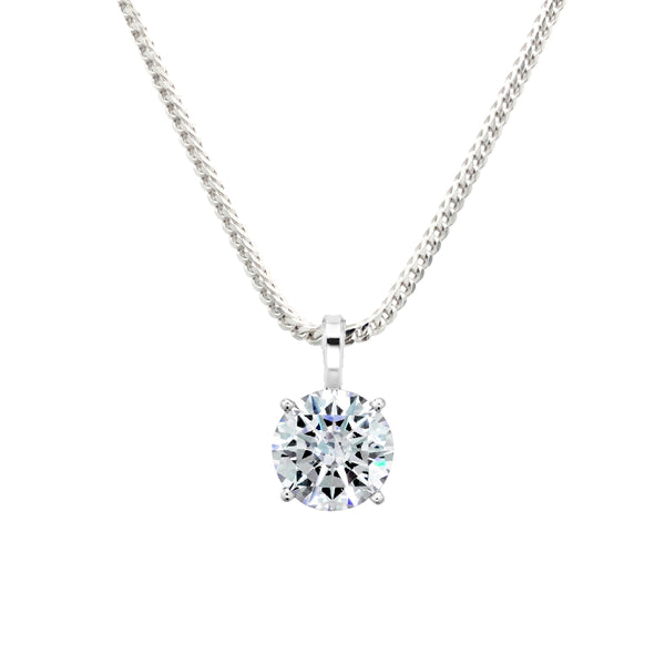 Sterling 8mm Clear Round Scroll Pendant on 18" Adjustable Franco Chain (Pendant & Chain Sold Together. Pendant is Removable from Chain).