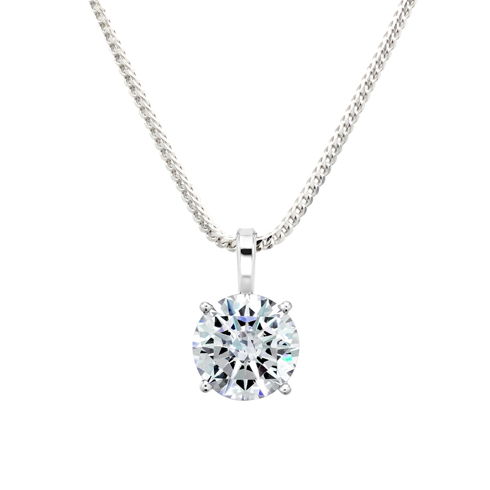 Sterling 10 mm Clear Round Filagree Pendant on 18