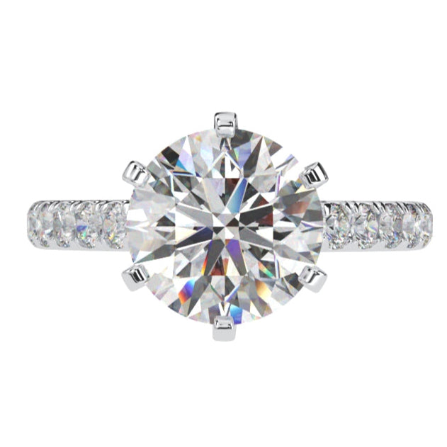 *NEW COUTURE COLLECTION Sterling Silver Solitaire Round Couture 6 Prong 10mm Ring