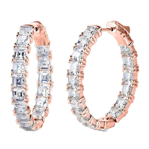 18 KGP Rose Gold 1.25” Asscher Cut Oval Couture Hoops