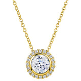 18 KGP 2 Carat Round Pendant Necklace with Halo