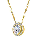 18 KGP 2 Carat Round Pendant Necklace with Halo