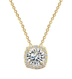 18 KGP 3 Carat Cushion Cut Floating Necklace with Halo