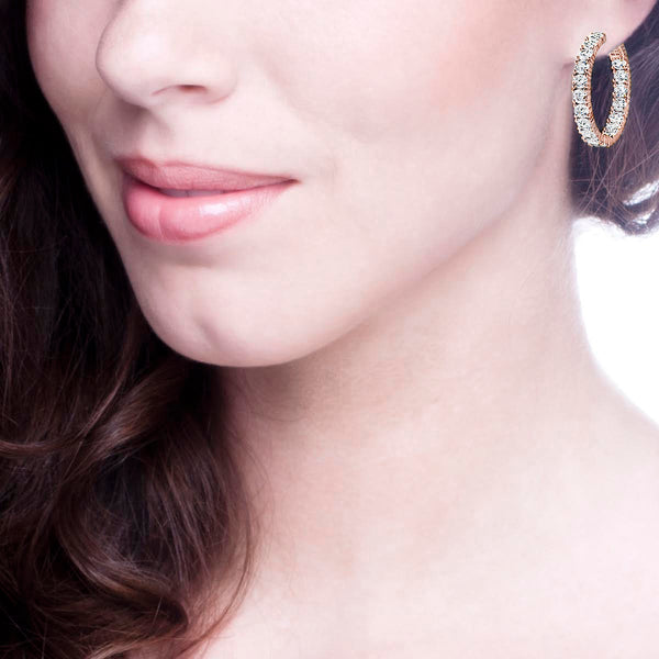 18 KGP Rose Gold 1.25" 4mm Double Sided In and Out Couture Hoops