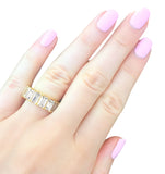 18 KGP 4 Prong Emerald Cut Eternity Ring Band