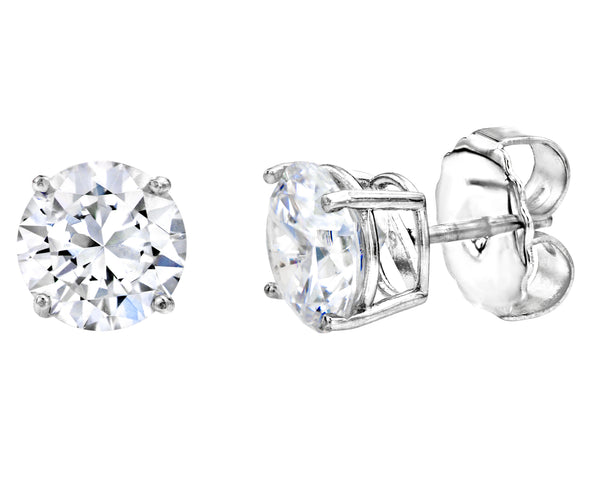 Sterling Silver 2 Carat 4 Prong Medium Solitaire Studs