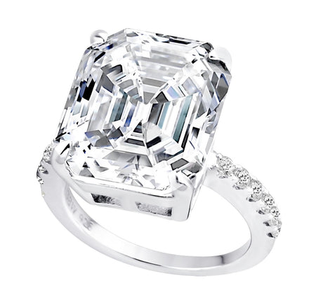 Sterling Silver Fancy Light Pink Rectangular Crushed Ice Cut Sedona Ring with 18 KGP Prongs