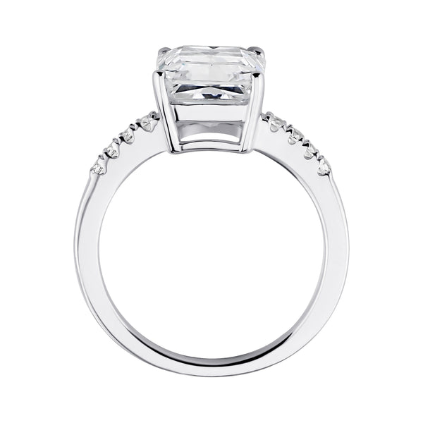 Sterling Silver Clear Rectangular Crushed Ice Cut Carley Ring