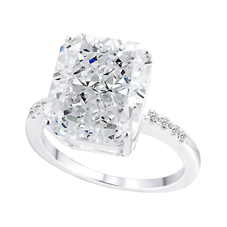 Sterling Silver Clear Asscher/Emerald-Cut Aspen Ring-Bling by Wilkening Invented Cut