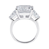 Sterling Silver Clear Radiant Cushion & Trillion Ring