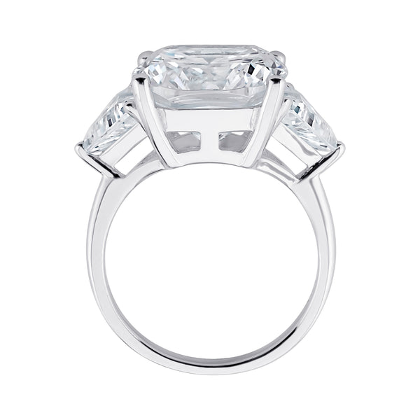 Sterling Silver Clear Radiant Cushion & Trillion Ring