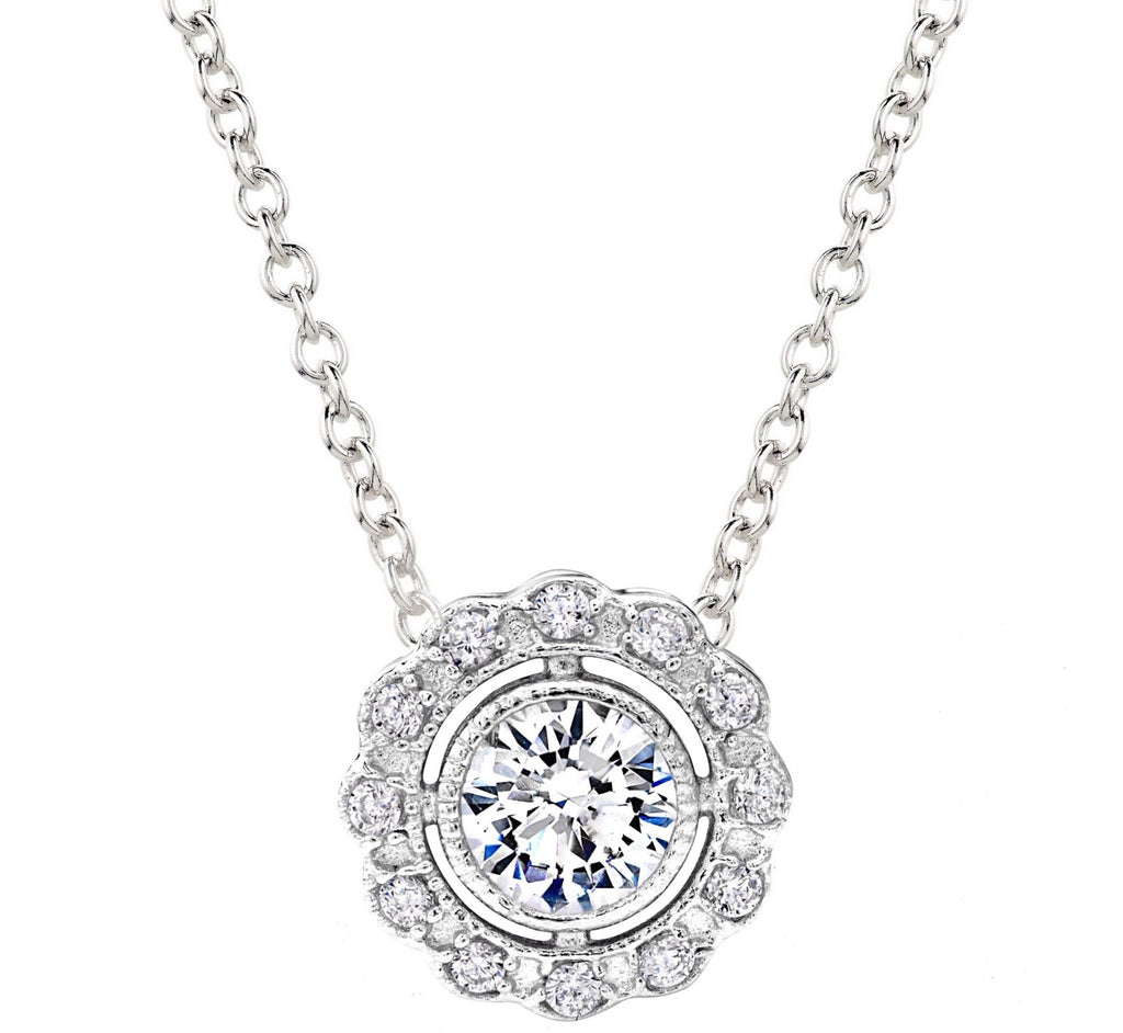 Sterling Silver Round Vintage Lace Necklace