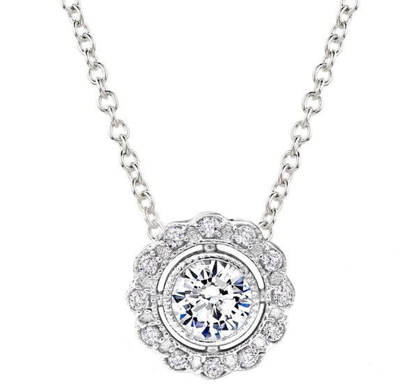 Sterling Silver Round Vintage Lace Necklace