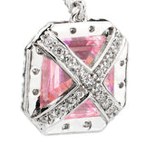 Sterling Silver Fancy Light Pink Asscher Cut Drops with 18 KGP Prongs & Stone Detailing on Back