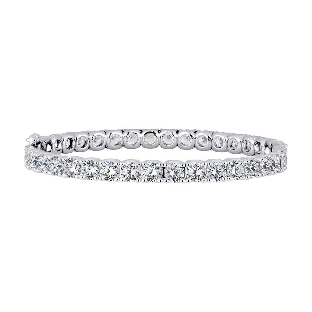 Silver Round 5mm Solitaire Eternity Bangle with Double Security Clasp