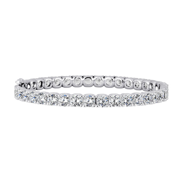 Silver Round 5mm Solitaire Eternity Bangle with Double Security Clasp