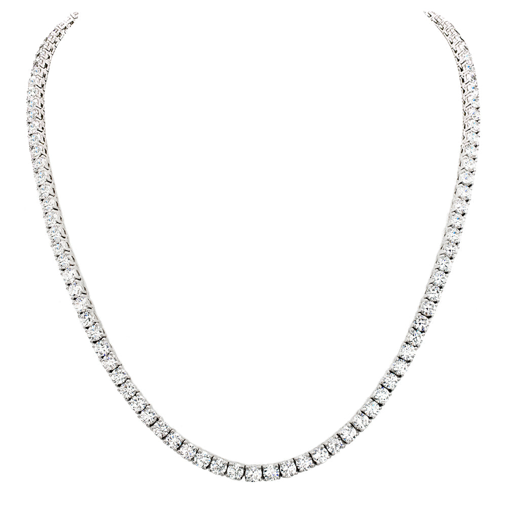 Silver Classic Tennis Necklace with Double Security Clasp 18