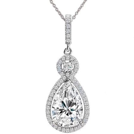 Sterling Silver 3 Carat Cushion Cut Floating Necklace with Halo