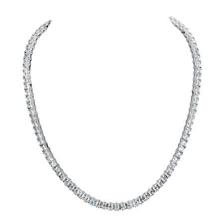 Silver Classic Tennis Necklace with Double Security Clasp 18"