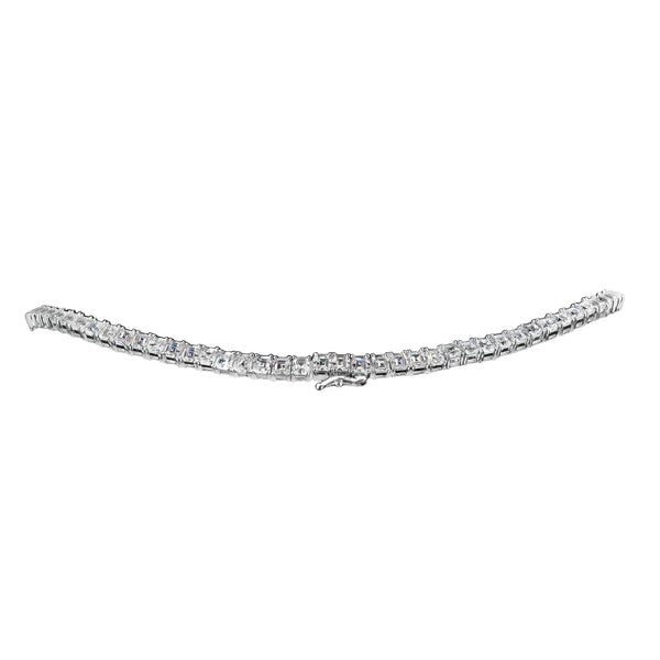 Silver Asscher-Cut Couture Tennis Necklace with Double Security Clasp 16.5”