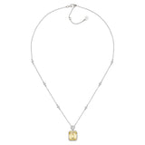 Silver Fancy Light Yellow Emerald Cut Station Necklace with 18 KGP Prongs