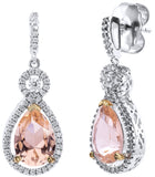 Silver Morganite-Hued Victorian Teardrops with 18 KGP Prongs