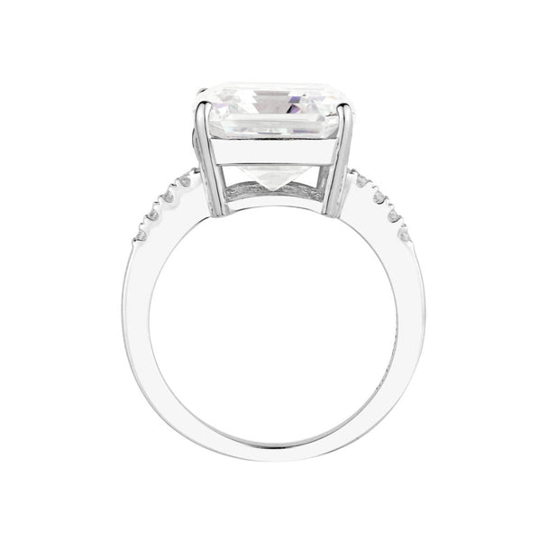 Sterling Silver Clear Emerald Cut St. Moritz Ring