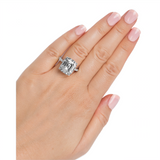 Sterling Silver Clear Asscher/Emerald-Cut Aspen Ring-Bling by Wilkening Invented Cut