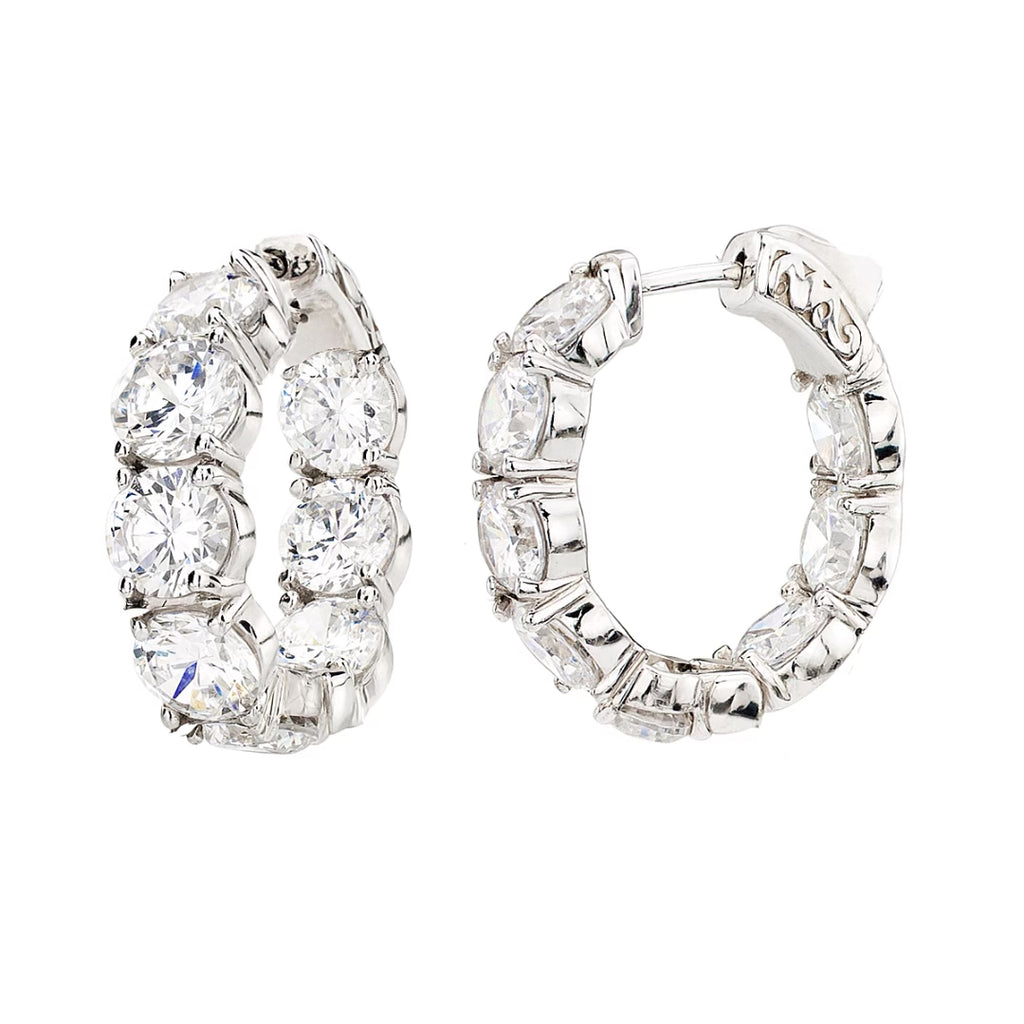 Sterling Silver Small Large Stone Couture Hoops