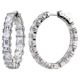 Sterling Silver 1.25” Asscher Cut Oval Couture Hoops