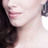 Sterling Silver 1.25” Thin in and Out Hoops with Filigree Setting