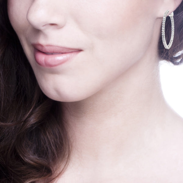 Sterling Silver 1.25” Thin in and Out Hoops with Filigree Setting