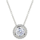 Sterling Silver 2 Carat Round Pendant Necklace with Halo