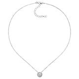 Sterling Silver 2 Carat Round Pendant Necklace with Halo