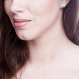 Sterling Silver 3 Carat Clear Asscher Cut Studs with Halo