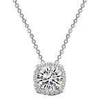 Sterling Silver 3 Carat Cushion Cut Floating Necklace with Halo