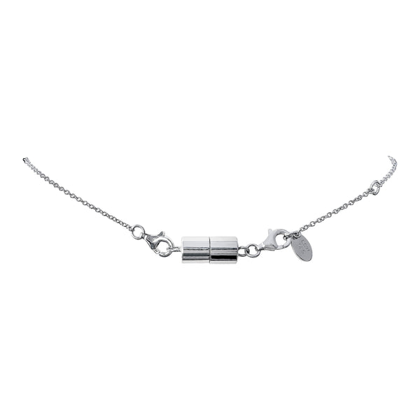 Sterling Silver Barrel Magnetic Clasp with Large Lobster Clasp