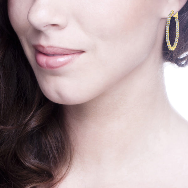 18 KGP 1.25” Thin In and Out Hoops with Filigree Setting