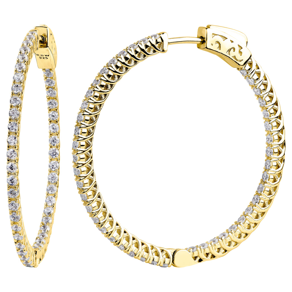 18 KGP 1.25” Thin In and Out Hoops with Filigree Setting