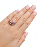 Sterling Silver Fancy Light Pink Radiant Cushion & Clear Trillion Ring with 18 KGP Prongs