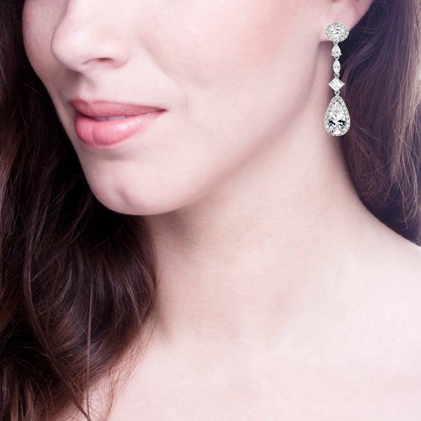 Silver Clear Regal Teardrops