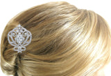 Silver Ornate Regal Brooch with Clear Center Stone