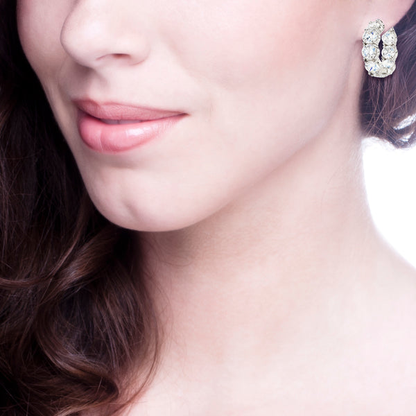 Sterling Silver Small Large Stone Couture Hoops