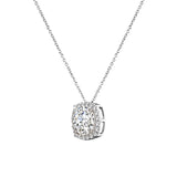 Sterling Silver 3 Carat Cushion Cut Floating Necklace with Halo