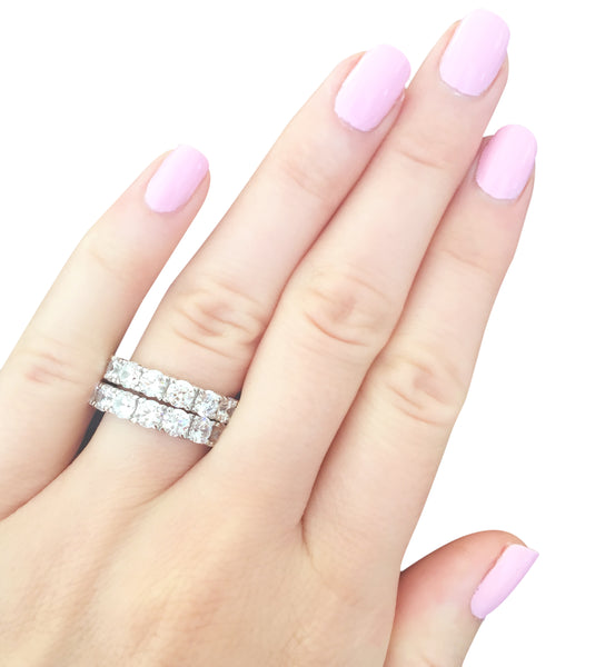 Sterling Silver 4mm Round Eternity Band